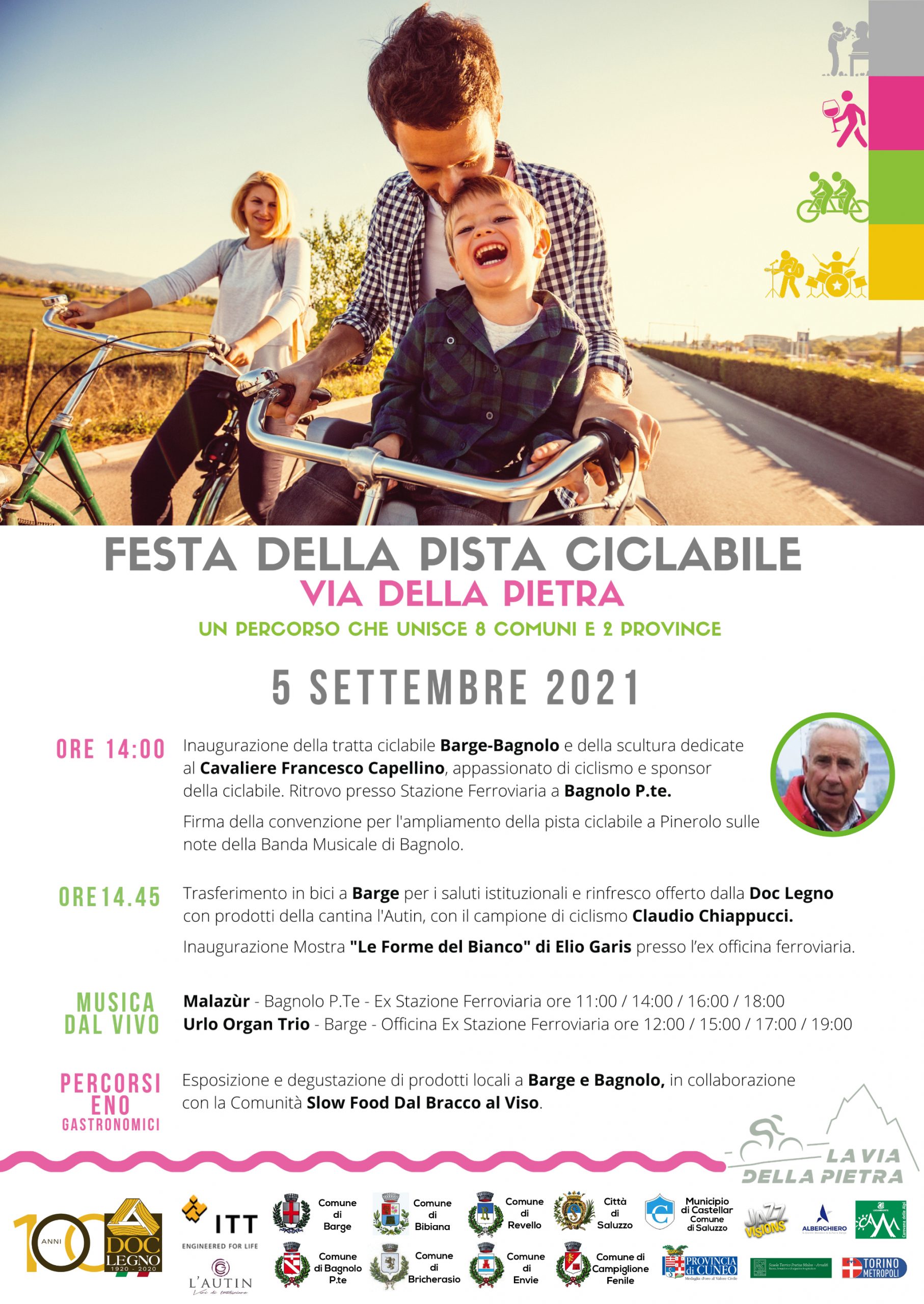 Locandina Festa della Ciclabile La Via della Pietra 5 settembre 2021